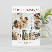 フォトコラージュモダンレッドクリスマスホリデーカード シーズンカード (スタンド正面)
