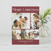 フォトコラージュモダンレッドクリスマスホリデーカード シーズンカード (スタンド正面)