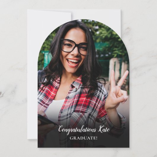 フォトコラージュモダン卒業パーティーアーチ 招待状 (裏面)