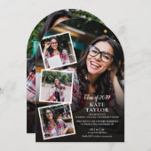 フォトコラージュモダン卒業パーティーアーチ 招待状 (正面/裏面)