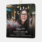 フォトコラージュモダン卒業パーティー招待状 セラミックオーナメント (左)