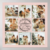 フォトコラージュモダン赤面ピンクエレガントキープサケ ポスター (正面)