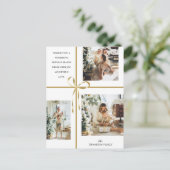 フォトコラージュモダン金ゴールドボックスリボンクリスマス シーズンポストカード (スタンド正面)