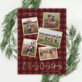 フォトコラージュモダン金ゴールドメリークリスマス シーズンカード