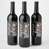 フォトコラージュモダン- Holiday Rejoice - ワインラベル (ボトル)