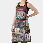 フォトコラージュモノグラムのパターンブルゴーニュ&金ゴールド エプロン (インサイチュ)