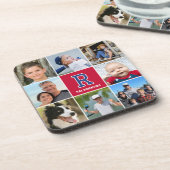 フォトコラージュモノグラムのファミリークリムゾンネイビー コースター (左側)