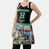 フォトコラージュモノグラムのファミリーグリーンブラック エプロン (インサイチュ)