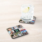 フォトコラージュモノグラムのファミリーグリーンブラック コースター (右側)