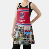 フォトコラージュモノグラムのファミリーネイビークリムゾンレッド エプロン (インサイチュ)