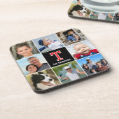 フォトコラージュモノグラムのファミリー赤黒 コースター (左側)