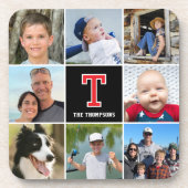 フォトコラージュモノグラムのファミリー赤黒 コースター (正面)