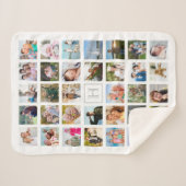 フォトコラージュモノグラムホワイトグレー シェルパブランケット (正面(横))