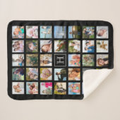 フォトコラージュモノグラム編集可能ブラック シェルパブランケット (正面(横))