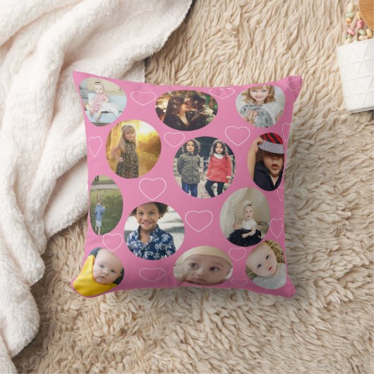 フォトコラージュユニークハートと円テンプレート クッション (ブランケット)