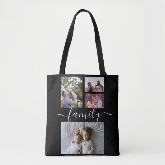 フォトコラージュユニーク4パーソナライズされたフォトファミリー トートバッグ (正面)