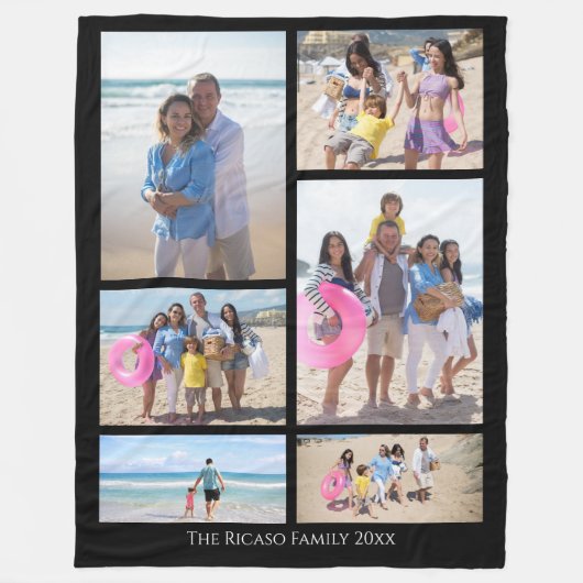 フォトコラージュユニークDIYパーソナライズされたカスタム フリースブランケット (正面)