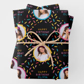 フォトコラージュレインボーブラインドハッピーバースデー ラッピングペーパーシート