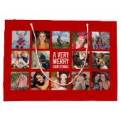 フォトコラージュレッドクリスマス ラージペーパーバッグ (裏面)