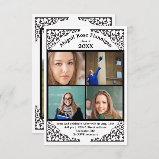 フォトコラージュレース- 3x5 Gradアナウンス 招待状 (正面/裏面)