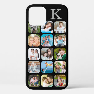 フォトコラージュ丸い角モノグラムブラックケース – iPhone 12ケース