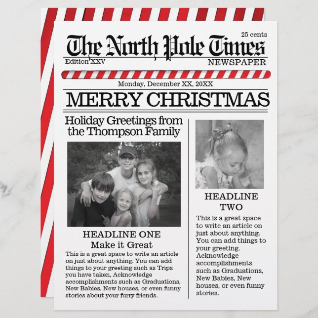 フォトコラージュ北極サンタクリスマスおもしろい レターヘッド (正面/裏面)