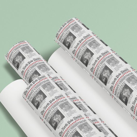 フォトコラージュ北極サンタクリスマスカスタム ラッピングペーパー