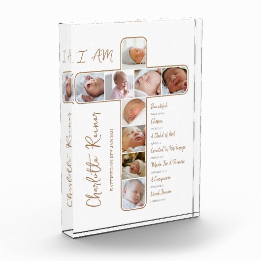 フォトコラージュ十字形バプテスマの贈り物 フォトブロック (左)