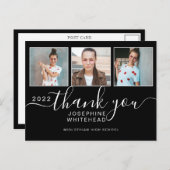 フォトコラージュ卒業ありがとう2022ブラック ポストカード (正面/裏面)