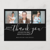 フォトコラージュ卒業ありがとう2022ブラック ポストカード (正面)