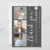 フォトコラージュ卒業ありがとう2022 Dark Gray サンキューカード (正面)