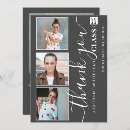 フォトコラージュ卒業ありがとう2022 Dark Gray サンキューカード