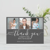 フォトコラージュ卒業ありがとう2022 Dark Gray サンキューカード (スタンド正面)