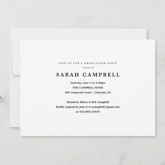 フォトコラージュ卒業カード黒/3枚の写真 招待状 (裏面)