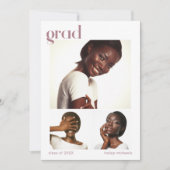 フォトコラージュ卒業パーティーピンク 招待状 (正面)