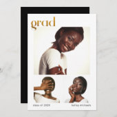 フォトコラージュ卒業パーティーフェイク金ゴールド 招待状 (正面/裏面)