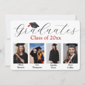 フォトコラージュ卒業パーティー（4名） 招待状 (正面)