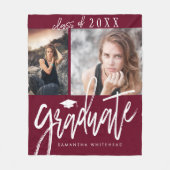 フォトコラージュ卒業フリースブランケットブルゴーニュ フリースブランケット (正面)