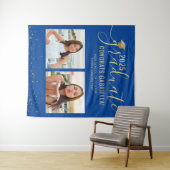 フォトコラージュ卒業ブース背景ブルー タペストリー (インサイチュ(横))