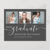 フォトコラージュ卒業ミニマルダークグレー ポストカード (正面)