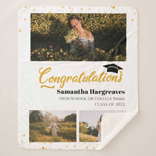 フォトコラージュ卒業生2024年卒業記念 シェルパブランケット (正面)