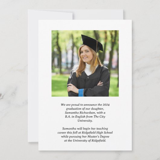 フォトコラージュ卒業発表カード 案内状 (裏面)