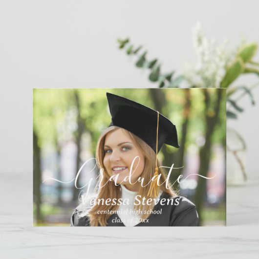 フォトコラージュ卒業発表カード 案内状 (スタンド正面)