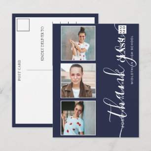 フォトコラージュ卒業2022 Thank You Navy Blue ポストカード