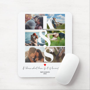 フォトコラージュ名イニシャルカップルの贈り物 マウスパッド
