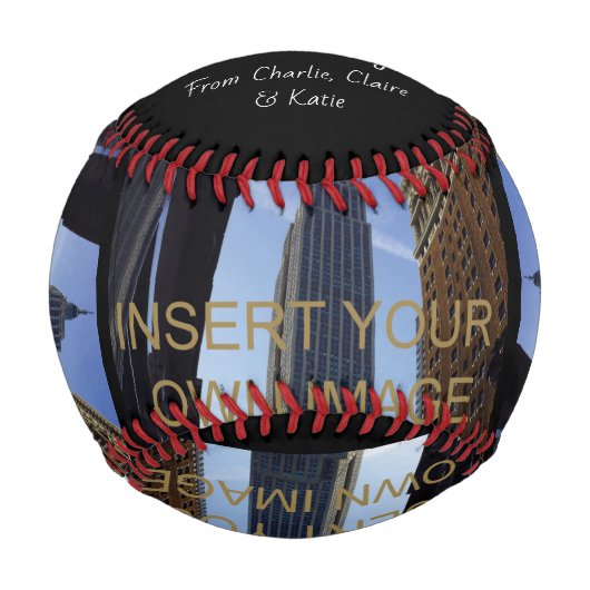 フォトコラージュ名前をカスタムするズ野球 野球ボール (裏面)