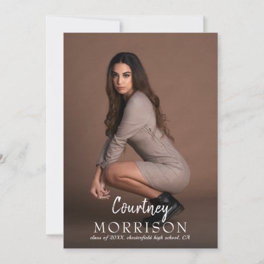 フォトコラージュ名前をカスタムする文字オーバーレイ卒業 案内状 (正面)