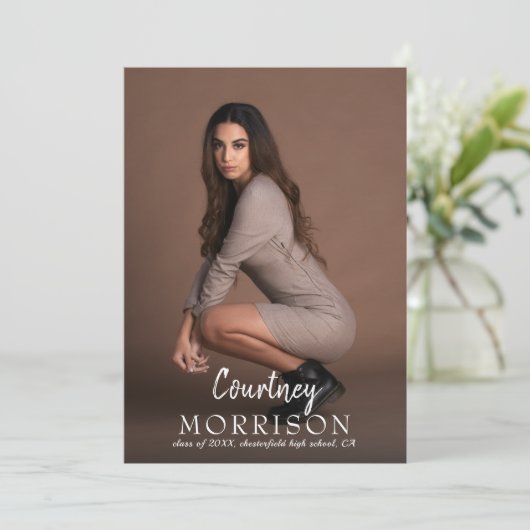 フォトコラージュ名前をカスタムする文字オーバーレイ卒業 案内状 (スタンド正面)