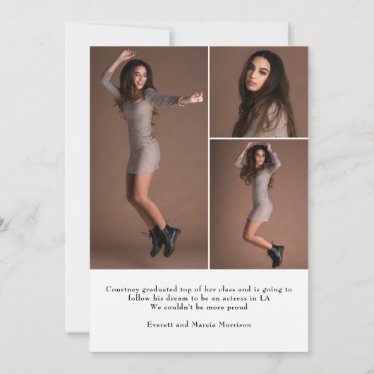 フォトコラージュ名前をカスタムする文字オーバーレイ卒業 案内状 (裏面)