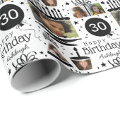 フォトコラージュ名30th誕生日ラッピング紙 ラッピングペーパー (ロールコーナー)